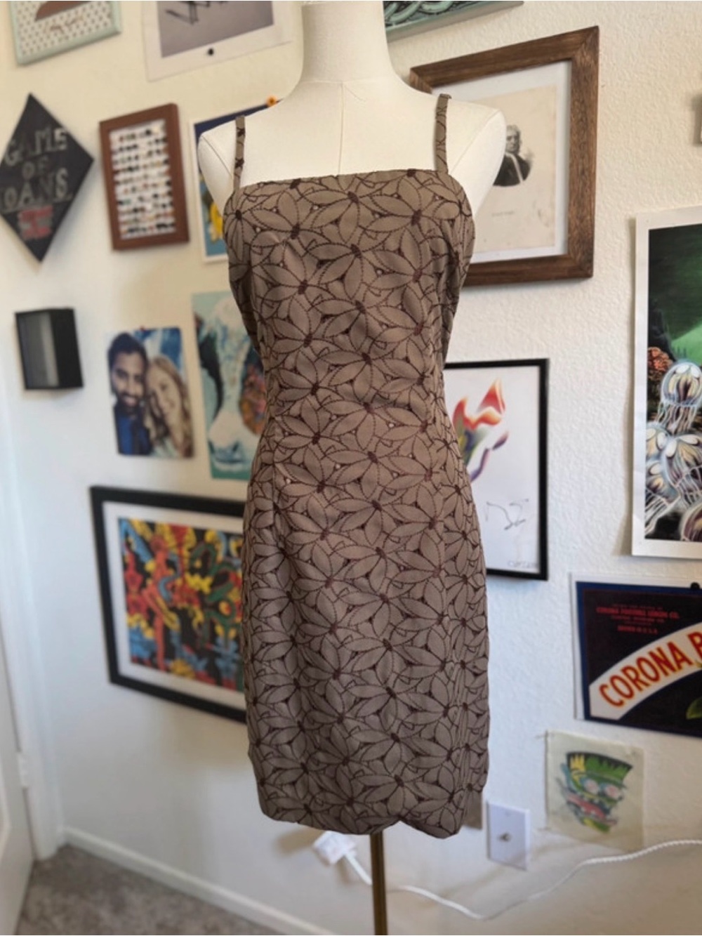 Brown Floral Sheath Dress